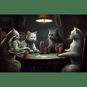 Soyez créatif avec les chats jouant au poker en téléchargement numérique : parfait pour la décoration intérieure.