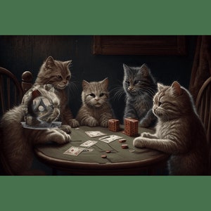 Add a Touch of Humor to Your Walls with Our Cats Playing Poker Digital Download!