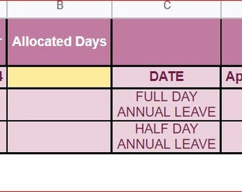 Annual Leave Calculator Financial Year 23-24 Google Sheets/Excel