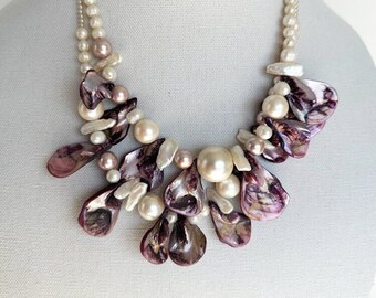 Purple mother of pearl and pearls