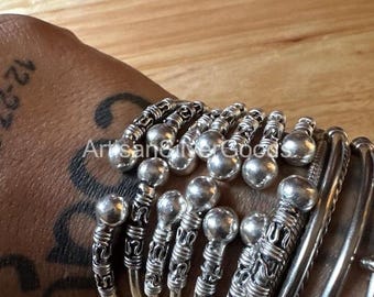 Vintage Mexico Polished Sterling Silver Bangle Bracelet, Retro 925