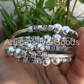 925 Sterling Silver Bangles, Ball Stacking Bangles Boho Cuff Bracelet Set of 5 Bangles  Thick West Indian Silver Bangle Gift for Him