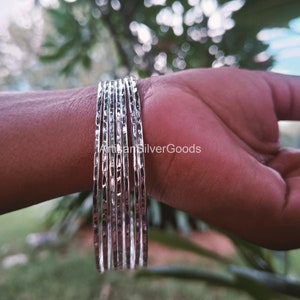 Stacking Bangle in Sterling Silver, Sterling Silver Bangle Set, Set of 7 Bangles, Thin Stacking, Bangles, Silver Bracelet Set, 7 Day Bangles