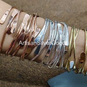 Adjustable Solid Copper, Brass, Silver Bangles Set of 15 bangles, Stacking bangles, 15 Day bangles Handmade bangles, Thick bangles For Woman
