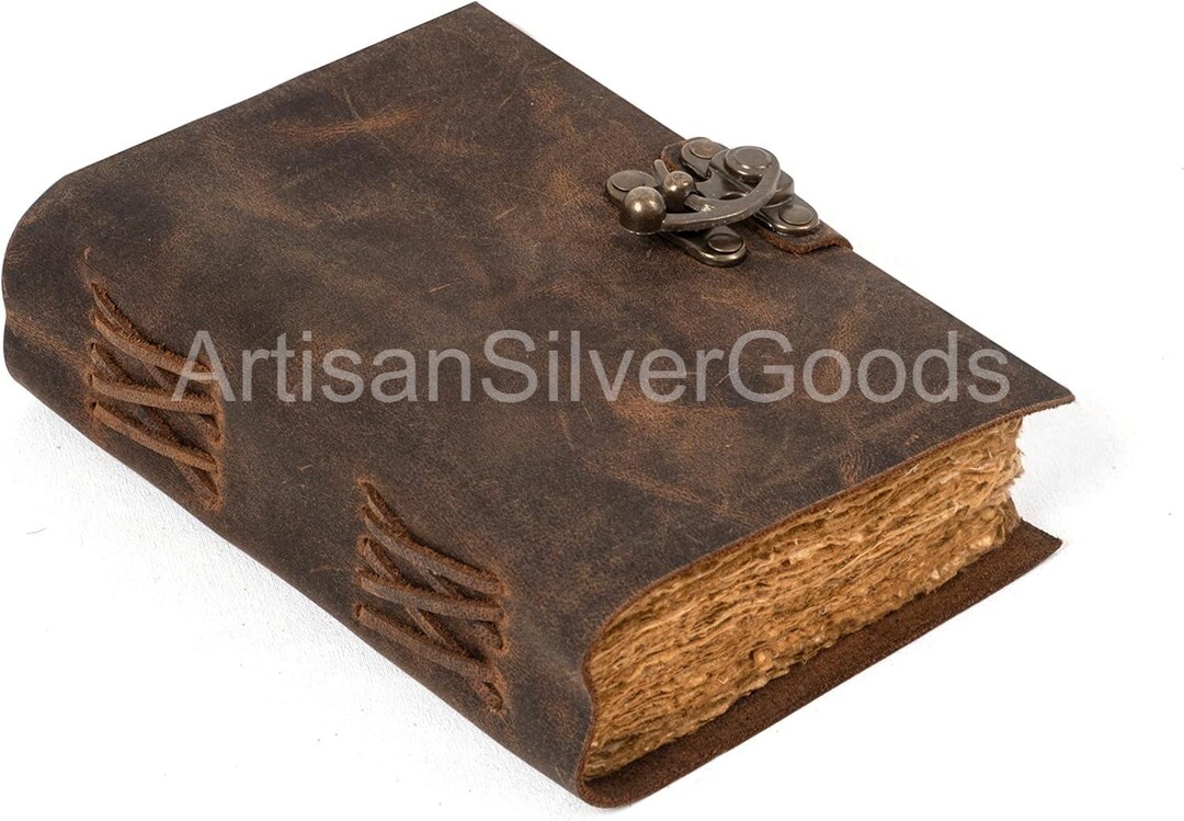 Vintage Leather Journal Lock Closure Book of Shadows Journal Handmade ...