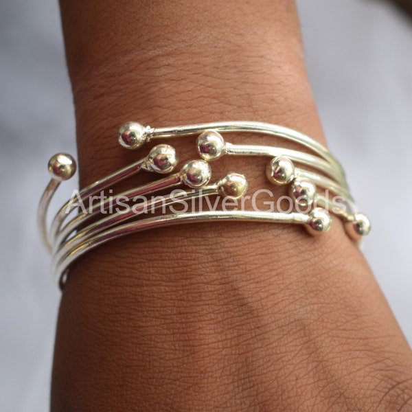 Thick West Indian Bangles, Set Of 5 Bangles, Sterling Silver Bangles, West Indian Silver Bangles, Silver Boho bangles, 5 Day Bangles