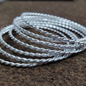 Beautiful Silver Bangle Set, Handmade 925 Sterling Silver Bangle set, 7 day Bangle, Simple Set Bangle, 7 Set Off Bangles, Stacking Bangles