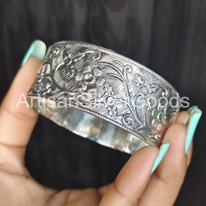 Wide Silver Bangle - Etsy