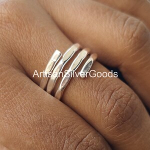 Silver Ring, Stack Ring, Dainty Ring, Silver Stack Ring, Silver Band, Simple Silver Ring, Bypass Thumb Ring, adjustable Ring, Hammered Ring