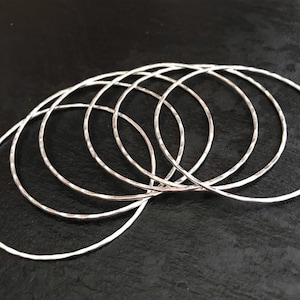 Lindo conjunto de pulseiras de prata! Conjunto de pulseiras de prata esterlina 925 feito à mão! Pulseira para 7 dias! Pulseira simples! 7 pulseiras separadas! Pulseiras empilháveis