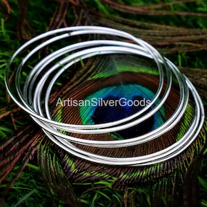 Lindo conjunto de pulseiras de prata! Conjunto de pulseiras de prata esterlina 925 feito à mão! Pulseira para 7 dias! Pulseira simples! 7 pulseiras separadas! Pulseiras empilháveis