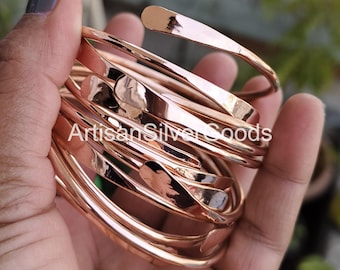 Adjustable Solid Copper Bangles, Set of 5 bangles, Stacking bangles, 5 Day Copper bangles, Handmade bangles, Thick Copper bangles For Woman