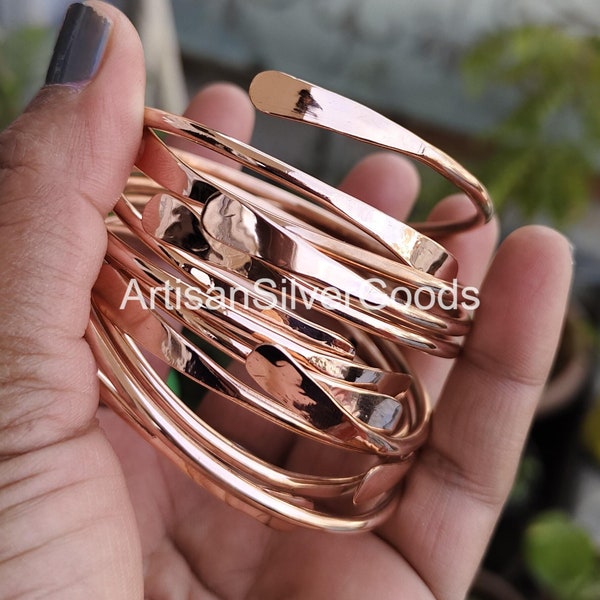 Adjustable Solid Copper Bangles, Set of 5 bangles, Stacking bangles, 5 Day Copper bangles, Handmade bangles, Thick Copper bangles For Woman