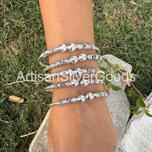 Thick West Indian Bangle Design Ball Bangles Boho Handmade Bangle 925 Sterling Silver Bangle Set of 5 Ball Bangle Cuff Bracelet Gift Jewelry