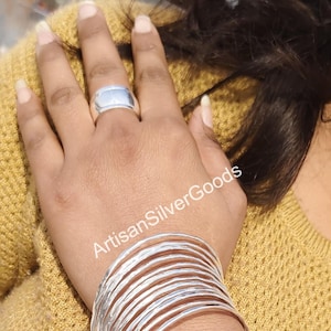 Thick Wide Band Spinner Ring, Sterling Silver Ring for Women, Boho Chunky Ring, Wide Band Fidget Ring, Handmade Meditation Anxiety Ring