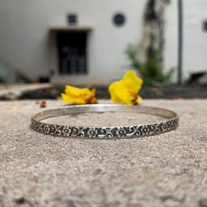flower Bangle, Silver Bangle, Handmade Bangle, Sterling Silver Bangle, Beautiful Bangle, Solid 925 Silver Bangle, Women Bangle, Gift For Her