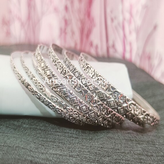 アクセサリー Hender Scheme python silver bangle S Solid Silver Bangle, Boho Bangle, 7 Set of Bangles, 7 Day