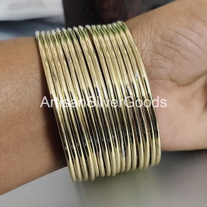 Solid Brass Bangles Set, 7 Set of bangles Stacking bangles 7 Day Brass bangles, Handmade bangles, Thick Brass bangles For Woman Gift for Her
