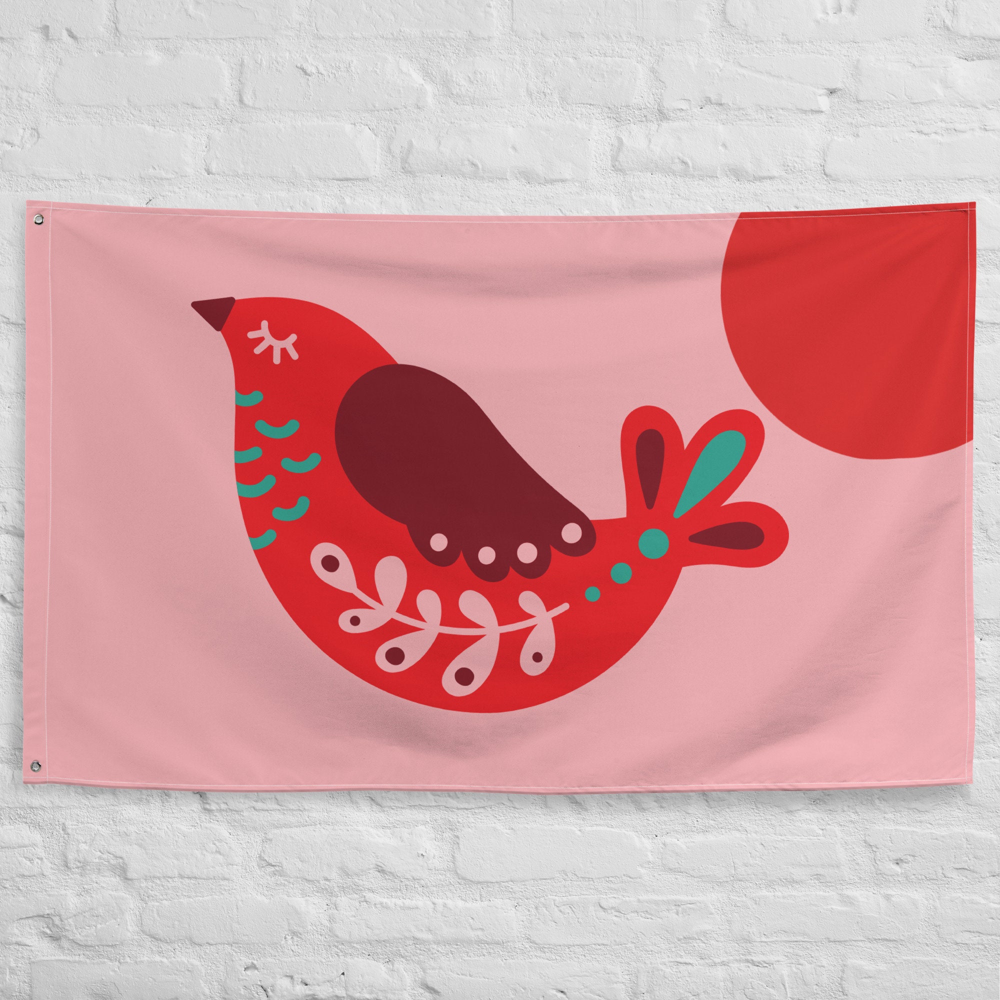 RED BIRD Flag Color Flag Custom Flag Wall Decor Wall Art Etsy
