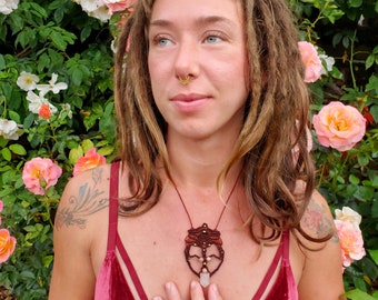 Rose Quartz tree of life Macrame Necklace