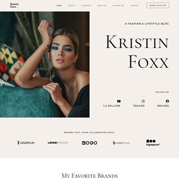 WordPress Theme - WordPress Fashion Blog Theme - Fashion Theme - "Kristin Foxx" Instant Digital Download