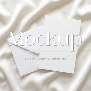 Clean Card Mockup | Editable Envelope And Background | Minimal Stationery Mockup | Wedding Card PSD | Flat Lay Mockup