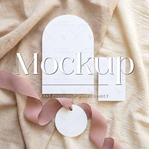 Stacked Card Set Mockup | Arched Card Smart Object | Blank Paper Mockup | Minimal Stationery Mockup | Digital Download