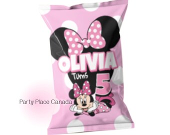 Minnie Mouse Chip bags - Minnie Mouse party Favors - Minnie Mouse party theme - Minnie Mouse  birthday party - Minnie Mouse Loot Bags