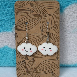Happy Cloud Earrings | Cloud Earrings Dangle | Kawaii Cloud Earrings