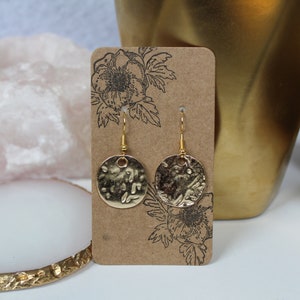 Hammered gold drop earrings | Gold Coin Earrings
