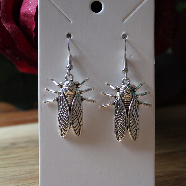 Cicada Earrings | Insect Jewelry | Silver Bug Earrings