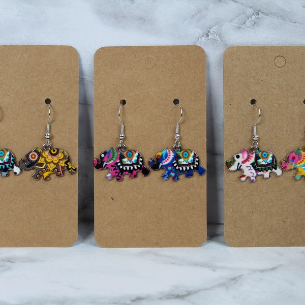 Rainbow Elephant Earrings | Multicolor Animal Earrings