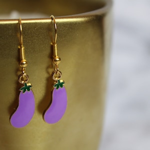 Eggplant Earrings | Vegetable Earrings | Funny dangle earrings