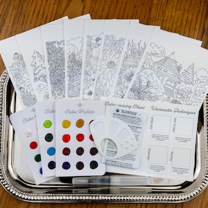 Kit acquerello da giardino / Kit acquerello, Kit da colorare fai da te, Regalo per arti e mestieri, Kit di pittura, Pacchetto artistico da viaggio, Cartolina, Kit per giardino fiorito