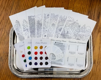 Flower Garden Watercolor Kit: DIY Painting, Travel Art Package