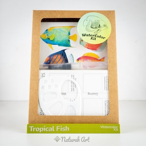 Kit aquarelle poisson | Kit d'aquarelle, kit de coloriage à faire soi-même, cadeau bricolage, kit de peinture, kit artistique de voyage, carte postale, aquarium, poisson