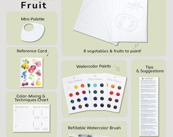 Fruit & Vegetable Watercolor Kit: Beginner DIY All-In-One Art Package