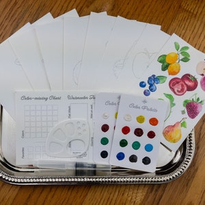 Kit de aquarela de frutas | Kit de colorir faça você mesmo, presente para artes e ofícios, para iniciantes em arte, pacote de arte para viagem, presente de formatura, para iniciantes