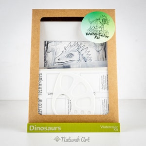 Dinosaurier Aquarell Kit | DIY Aquarell Kit, DIY Färbung Kit, Kunsthandwerk Geschenk, Malerei Kit, Reise Kunst Paket, Postkarte, Dinosaurier