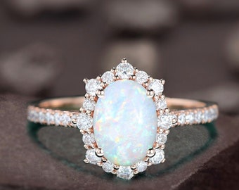 Natural Opal Ring 14k Gold Ring |October Birthstone Ring | Stunning Oval Cut Natural Opal Anniversary Ring |Gift For Her Birthday,Ring Gift