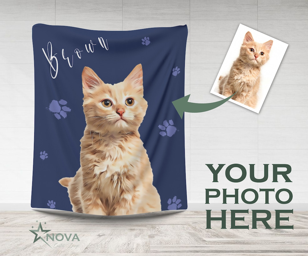Human Protected By Cat - Personalized Custom Embroidered Knitted Baby Blanket