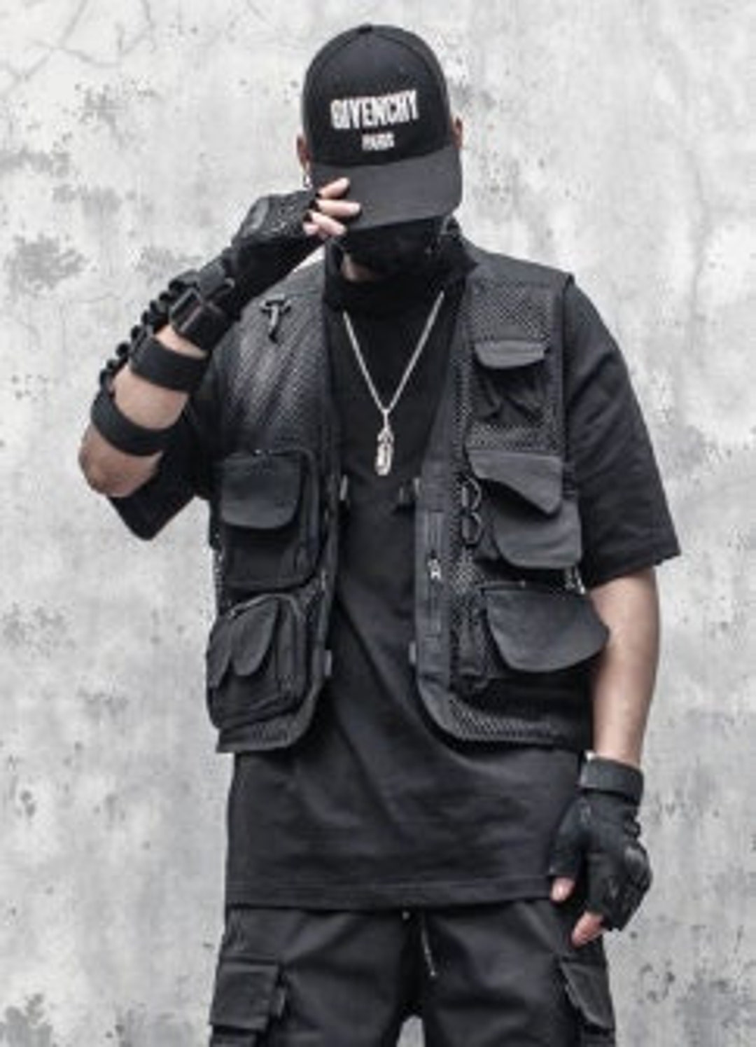Techwear Black Cargo Biker Vest Sleeveless Top Men Clothing - Etsy