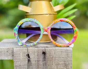 Artsy Hand-painted Colorful Oversized Circle Sunglasses