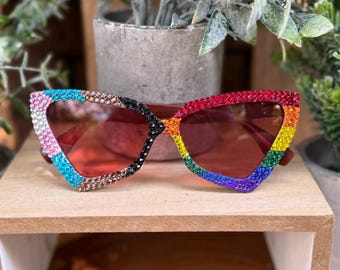 Bedazzled Pride Rainbow Sunglasses