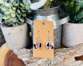 Cow Print Hand-Painted Acrylic Resin Earrings