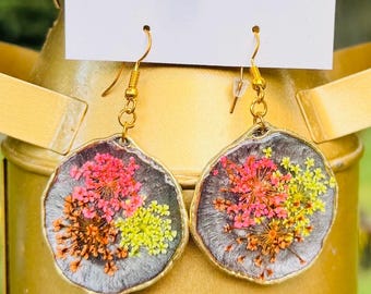 Handmade Floral Resin Earrings