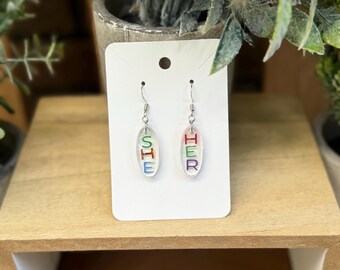 Trans Pride Pronoun Earrings