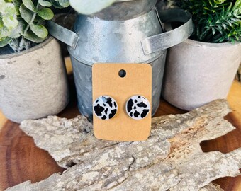 Cow Print Hand-Painted Acrylic Resin Earrings
