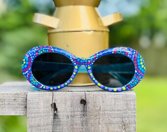 Artsy Hand-painted Colorful Oversized Oval Sunglasses