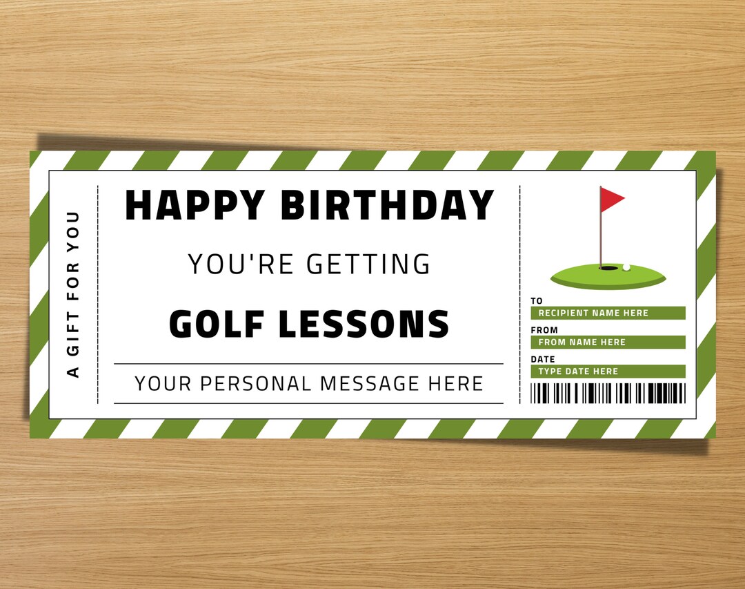 Printable Birthday Golf Lessons Ticket Voucher Template Etsy